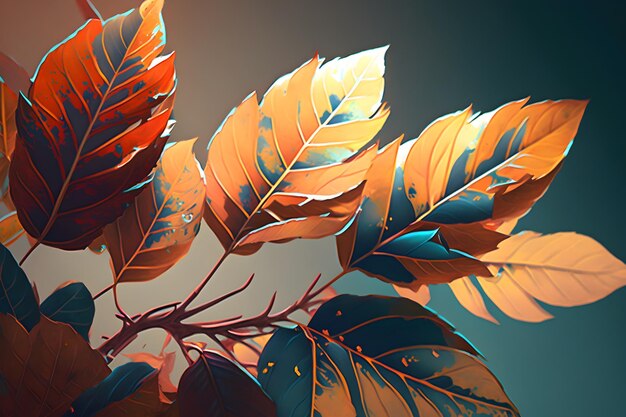 Une illustration colorée de feuilles