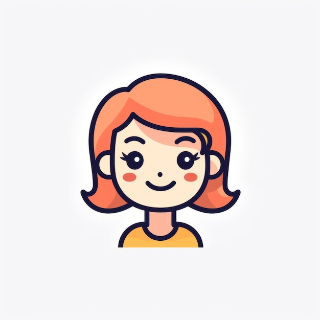 Illustration colorée d'une fille aux cheveux orange avec des traits du visage détaillés