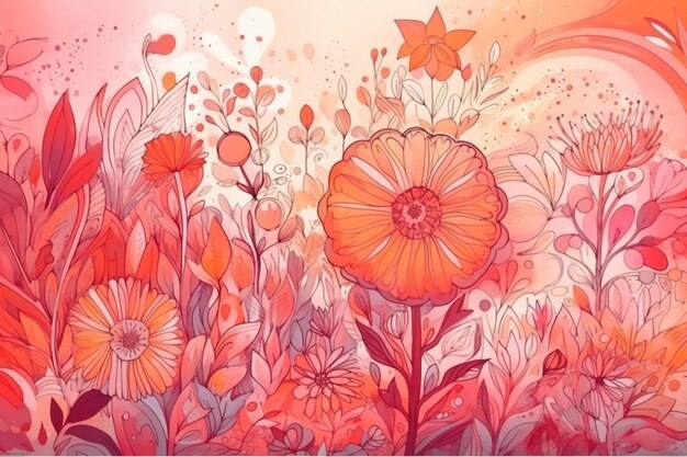 Une illustration colorée de fleurs et de feuilles avec les mots " fleur " en bas.