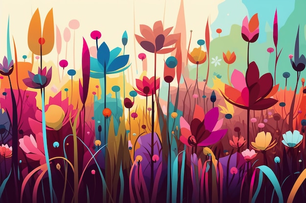 Photo une illustration colorée de fleurs avec le mot tulipes dessus.