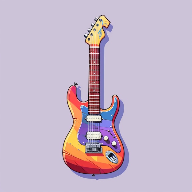 Illustration colorée de guitare électrique sur fond violet