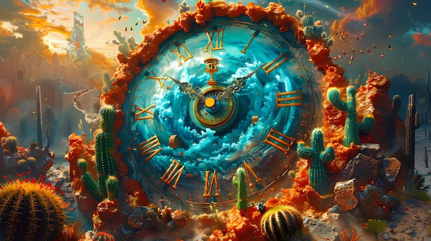 une illustration colorée d'une horloge