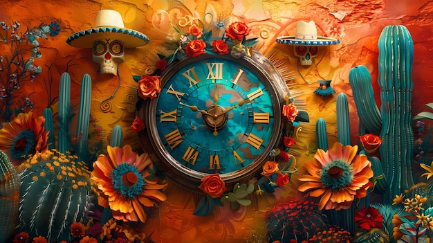 Photo une illustration colorée d'une horloge