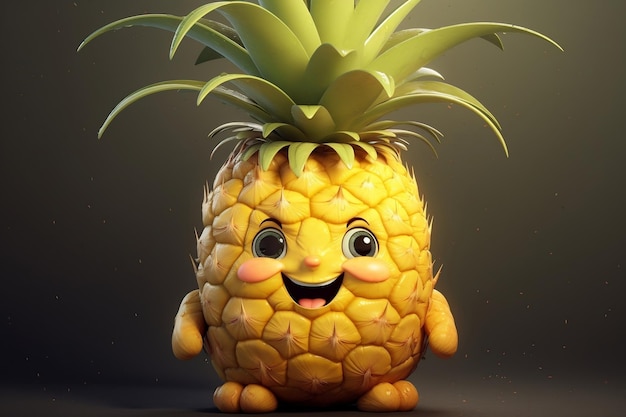 Une illustration colorée de l'IA générative de caractères d'ananas