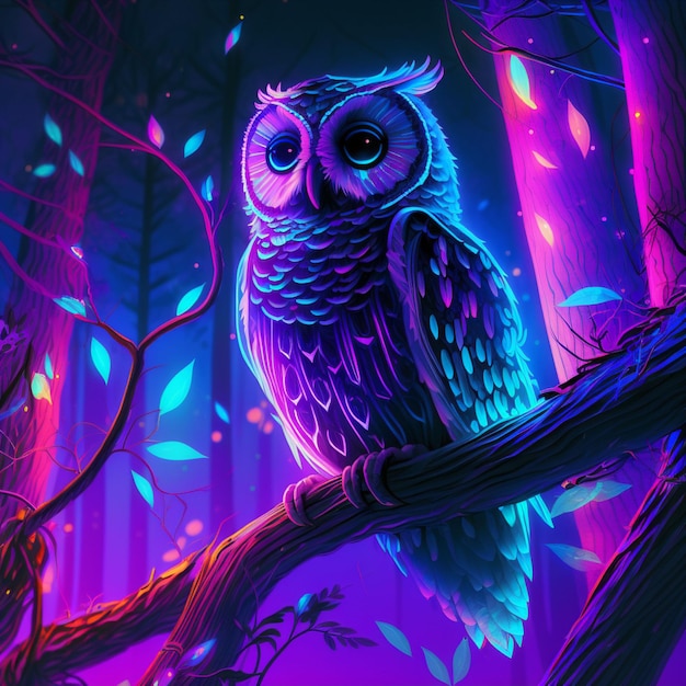 Illustration colorée de lumière de hibou