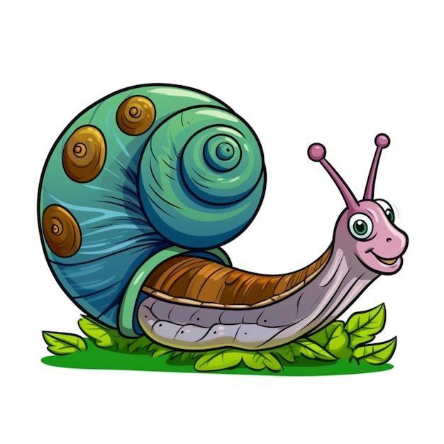Une illustration colorée et mignonne d'un escargot