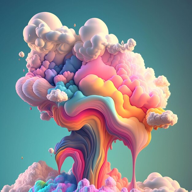 Une illustration colorée d'un nuage avec le mot nuage dessus.