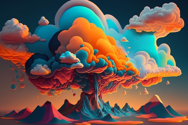 Une illustration colorée d'un nuage avec le soleil qui brille dessus.