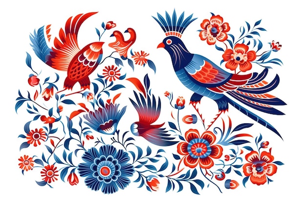Une illustration colorée d'un oiseau et de fleurs.