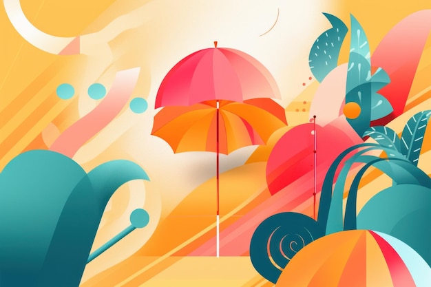 Une illustration colorée d'un parapluie d'été