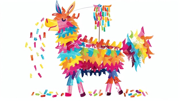 Photo une illustration colorée d'une pinata de lama la pinata est décorée de couleurs vives et a une longue queue