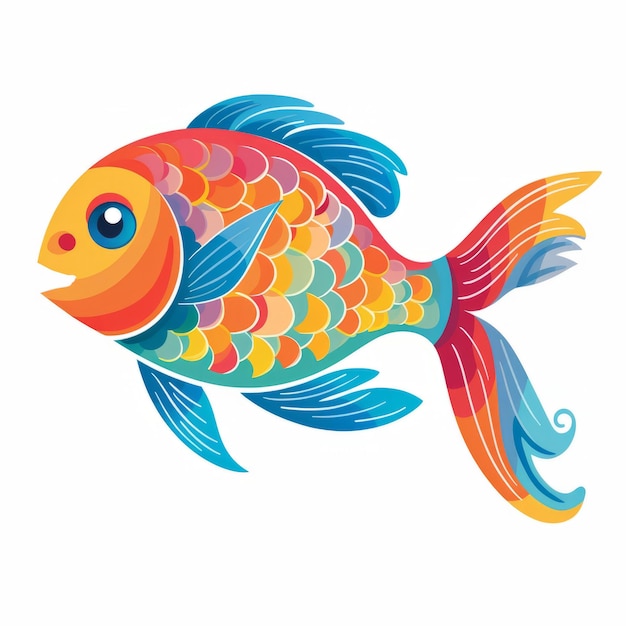 Photo illustration colorée de poissons avec un motif de couleur unique