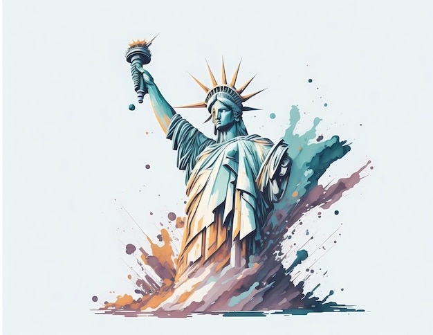 Une illustration colorée de la statue de la liberté