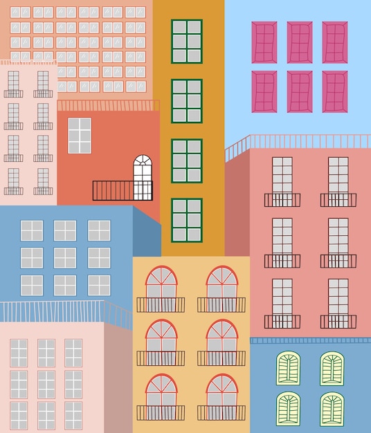 une illustration colorée d'une ville avec un bâtiment coloré