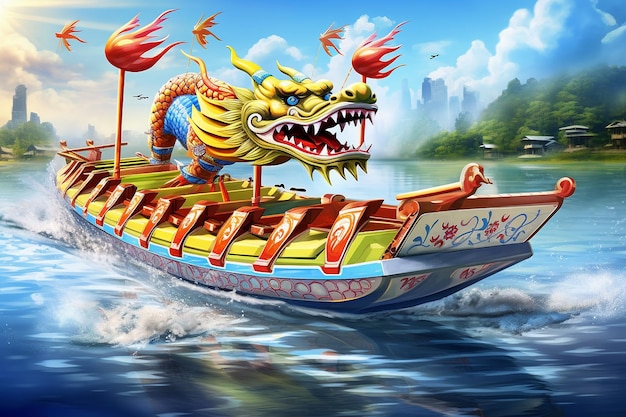 Illustration de la compétition de dragon boat du Dragon Boat Festival