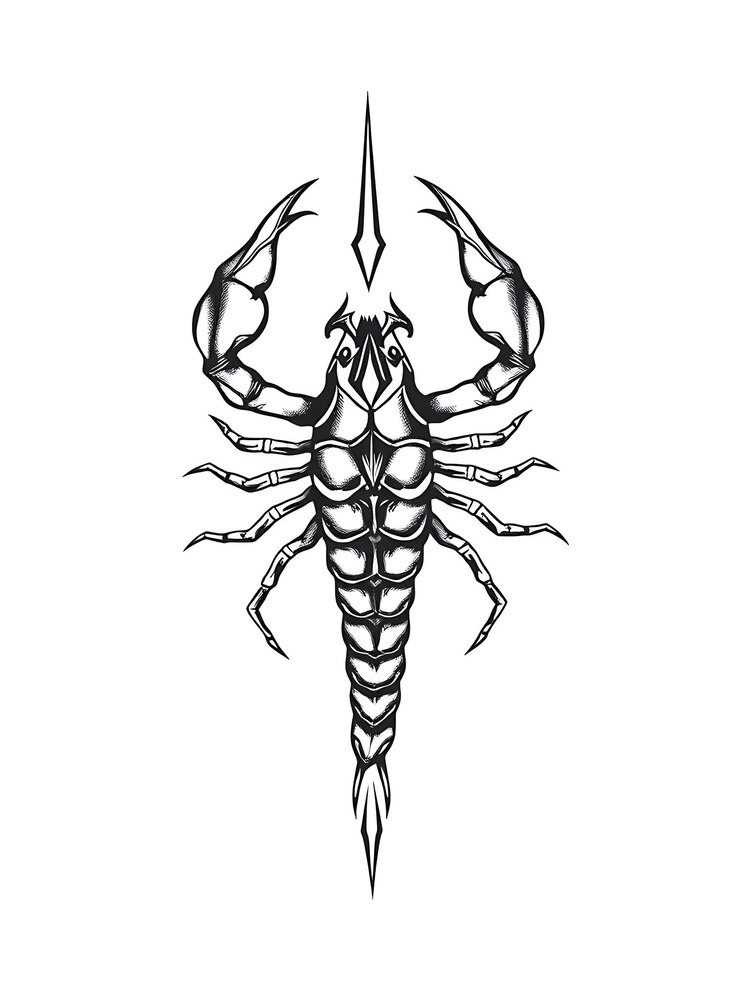 Photo illustration complexe dessinée à la main d'un scorpion à pointe tranchante