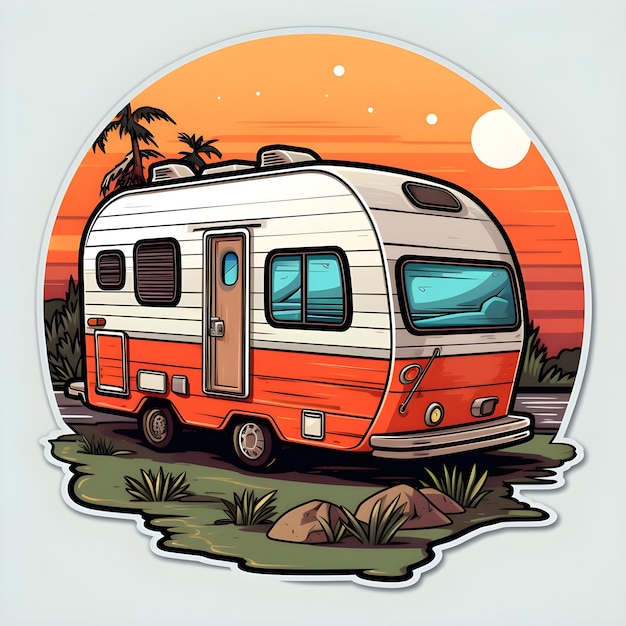 Photo illustration de conception d'art numérique créatif du camping-car rv caravan