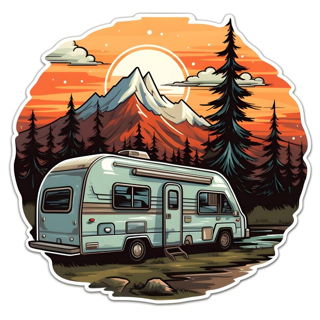 Photo illustration de conception d'art numérique créatif du camping-car rv caravan