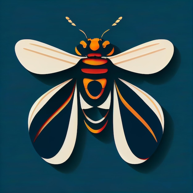 Illustration de la conception du logo du personnage d'insecte sur un style minimal Illustration 2D Créée avec la technologie Generative AI