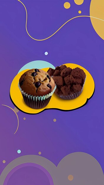 Photo illustration de la conception du muffin au gâteau au chocolat