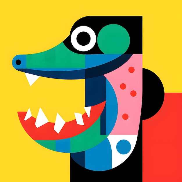 Illustration de conception de personnage de cubisme animal minimaliste abstrait
