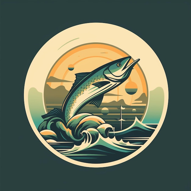 Une illustration de conception de t-shirt de poisson