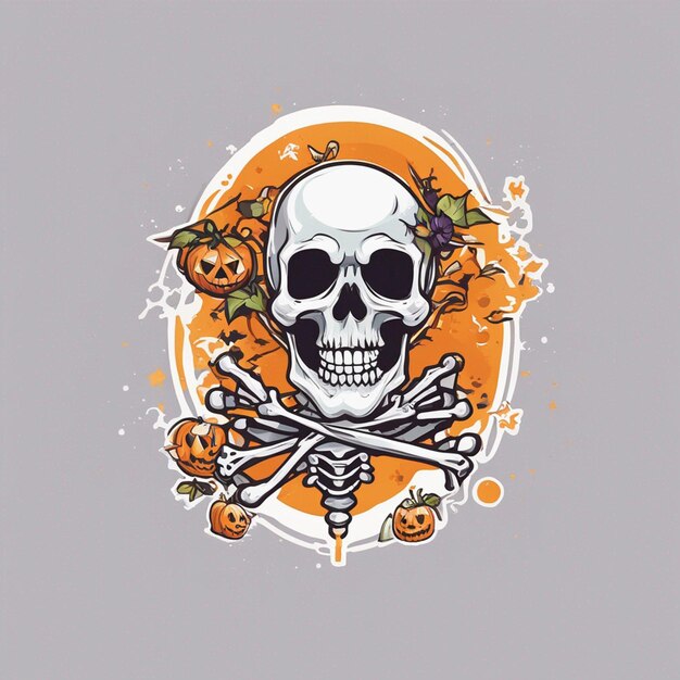 illustration de conception de tshirt vectoriel squelette kawaii célébrant halloween détail élevé