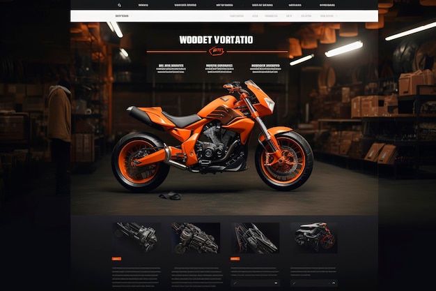 Photo illustration de conception web de moto générative d'ia avec un fond sombrecommerce en lignecommerce