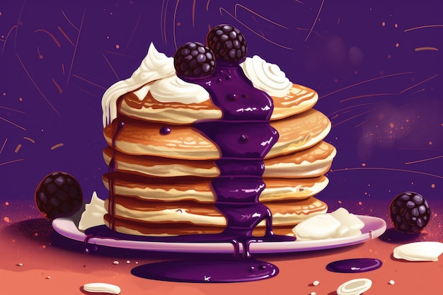 Illustration de confiserie de crêpes sur ai générative violette