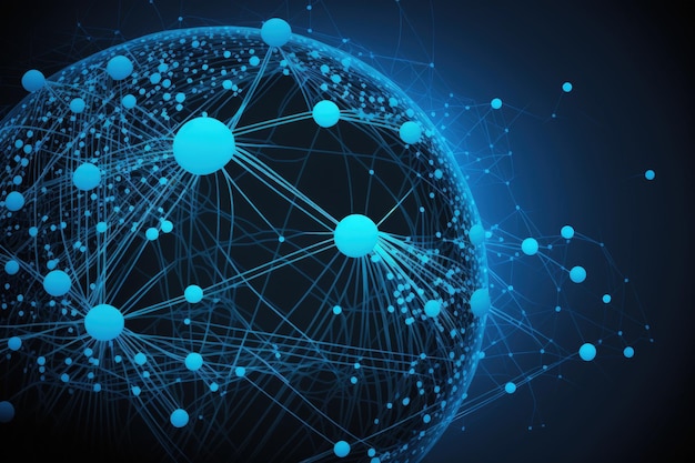 Illustration des connexions réseau fond bleu foncé Generative AI