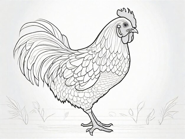 Photo illustration de contour dessiné à la main de poulet