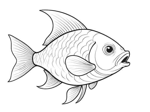 Photo illustration de contour de page à colorier pour poissons