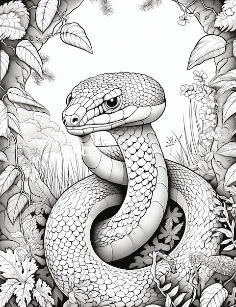 Photo illustration de contour de serpent dessinée à la main