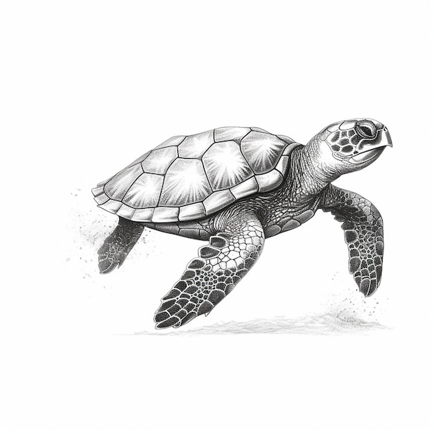 Illustration de contour de tortue dessinée à la main par vecteur