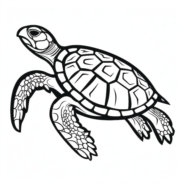 Photo illustration de contour de tortue dessinée à la main par vecteur