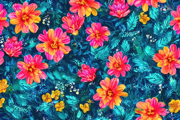 Illustration couleur avec des fleurs