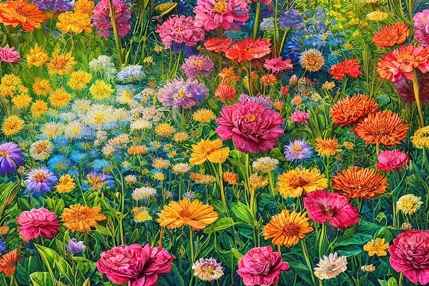 Illustration couleur avec des fleurs