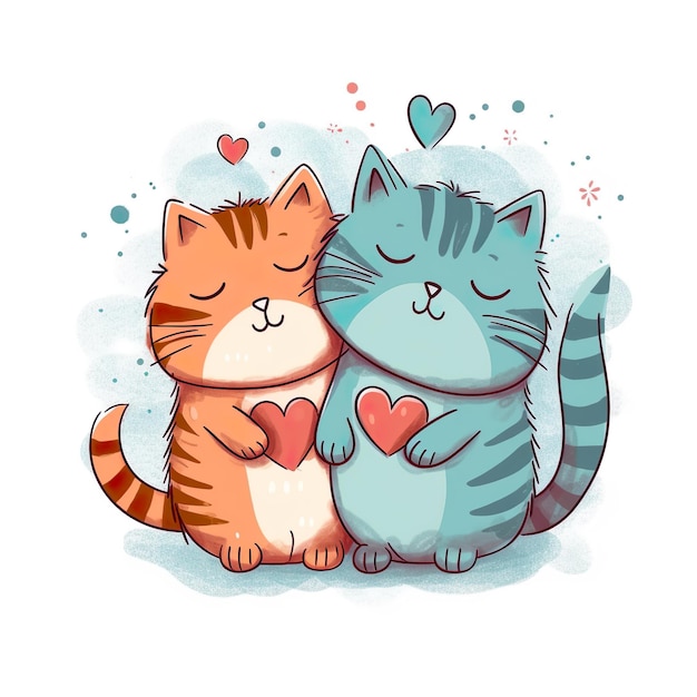 Illustration de couple d'animaux mignons pour la Saint-Valentin générée par ai