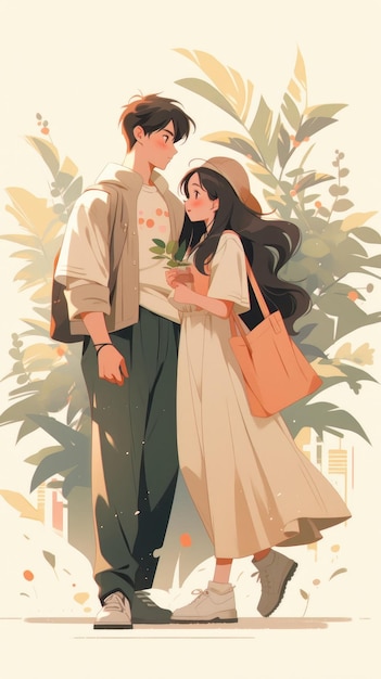 illustration d'un couple dans un style esthétique minimaliste