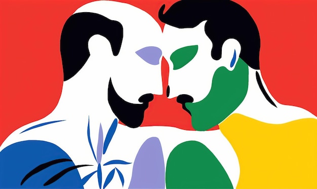 Illustration couple gay baiser