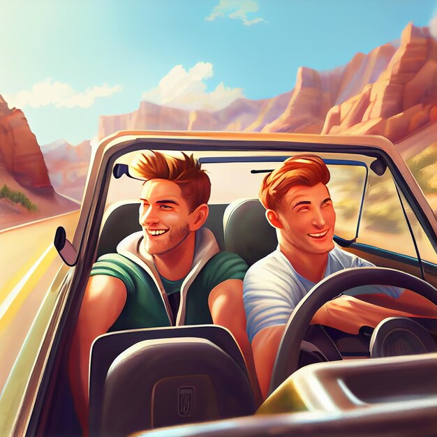 Illustration d'un couple gay qui s'amuse gay