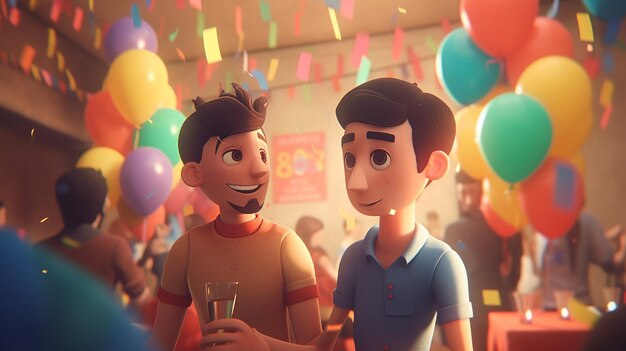 Photo illustration d'un couple gay qui s'amuse gay