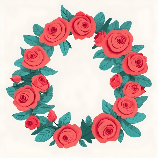 Illustration d'une couronne de roses Conception d'une couronne florale Décoration de roses rouges Graphique de couronne romantique Élégante