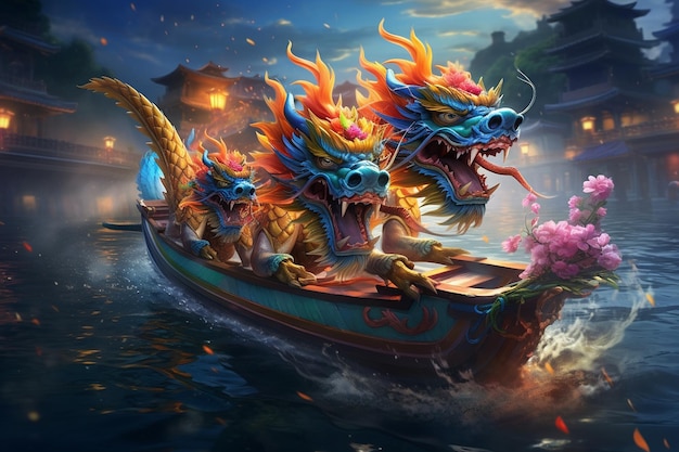 Illustration des coutumes et des traditions de la fête des bateaux dragons