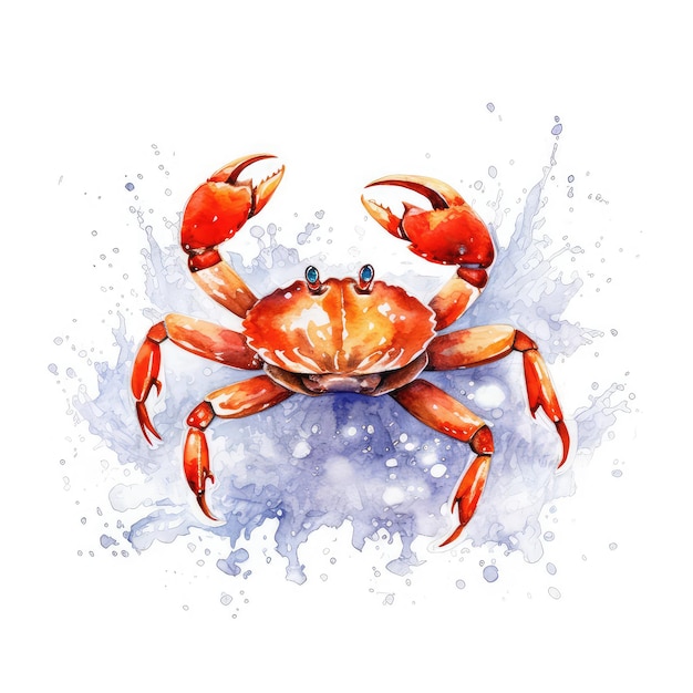 Illustration de crabe dessinée à la main à l'aquarelle