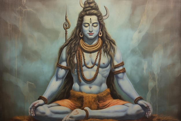 illustration de Craft une peinture détaillée représentant le Seigneur Shiva avec