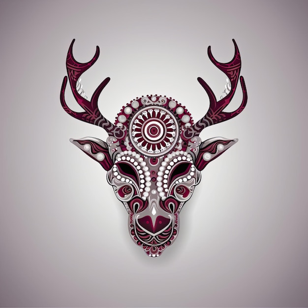 Illustration créative du crâne de cerf décoratif dans un style hippie IA générative