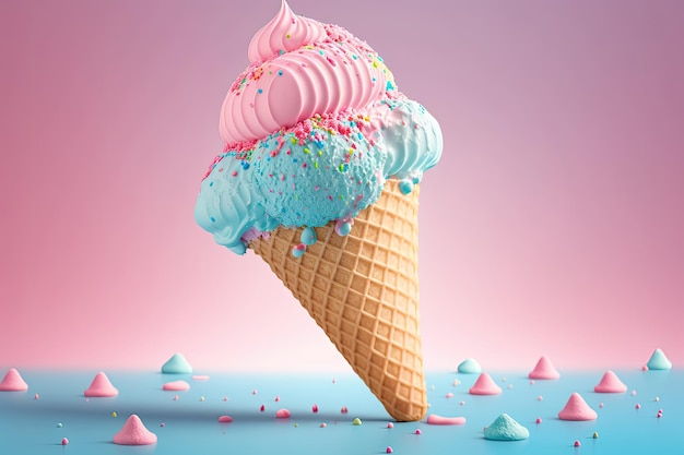 Illustration de crème glacée sucrée AI générative