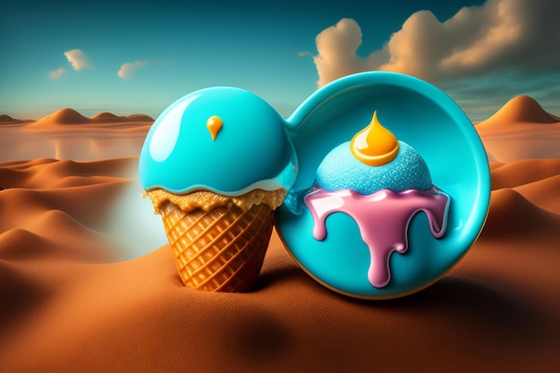 Illustration de crème glacée sucrée IA générative