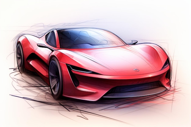 illustration d'un croquis d'une toute nouvelle voiture électrique